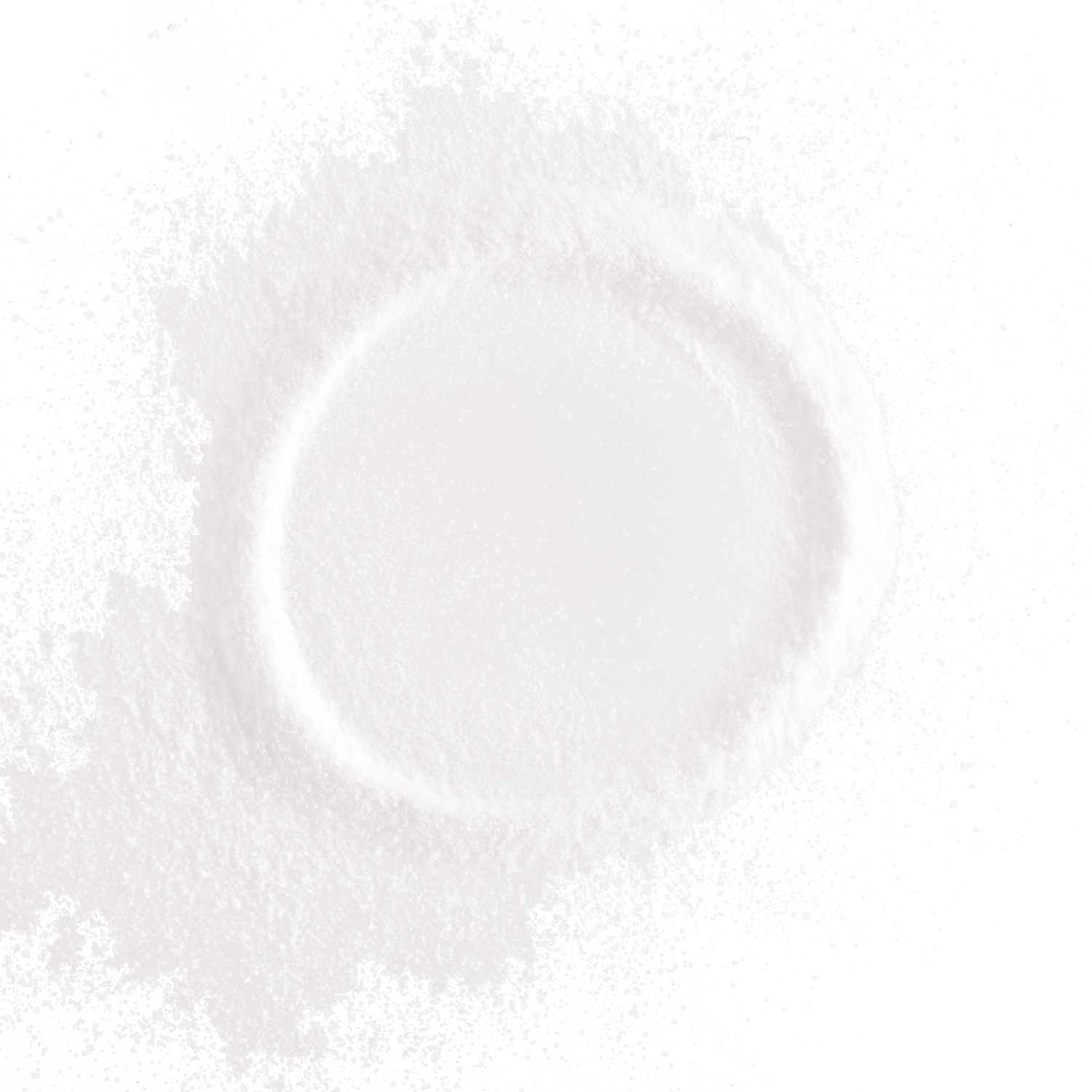 Isoliertes weißes Pulver auf einer Oberfläche, möglicherweise Vitamin E oder ein Inhaltsstoff eines Nahrungsergänzungsmittels.