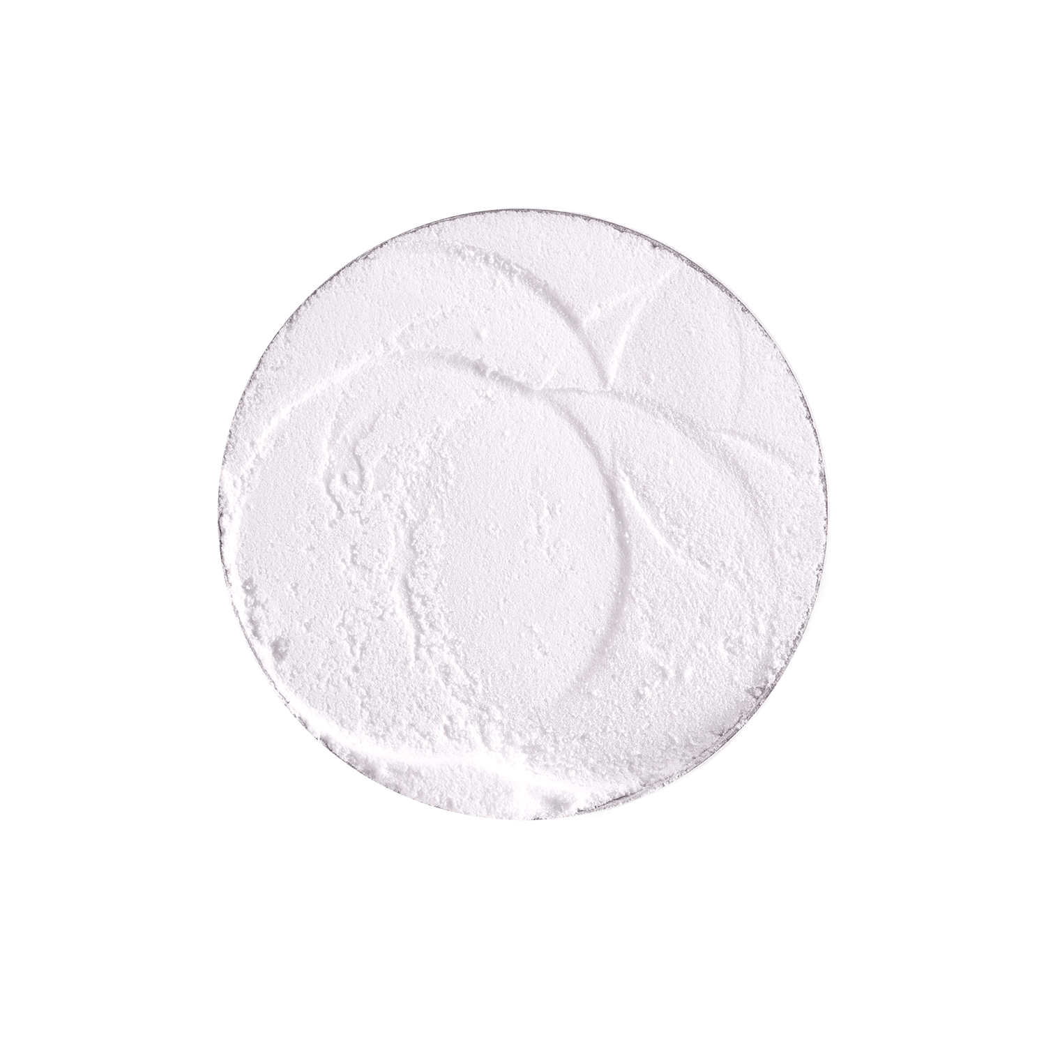 Nahaufnahme von Magnesiumpulver in kreisförmiger Anordnung auf weißem Hintergrund.