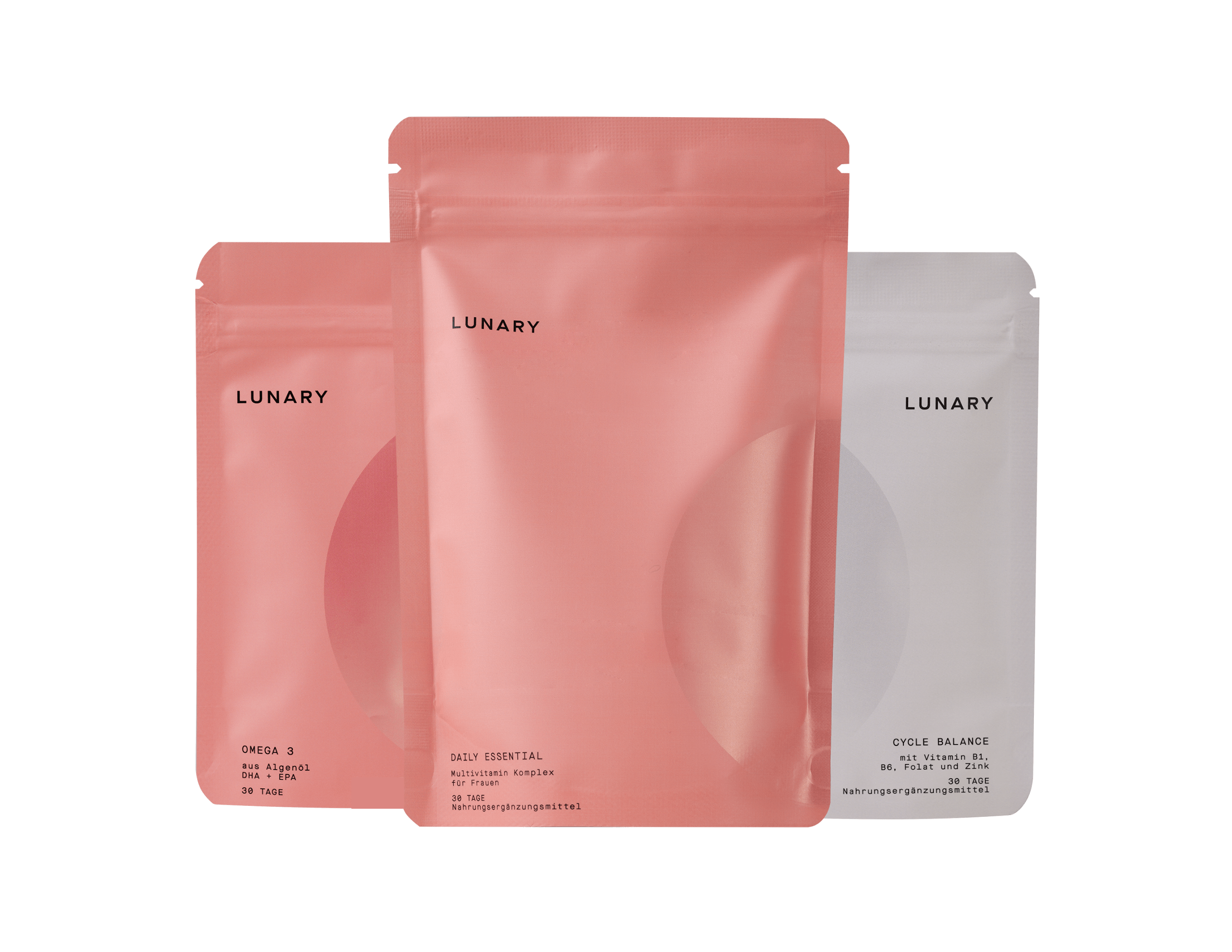 LUNARY Set Daily Essential plus Cycle Balance Nahrungsergänzungsmittel für den Hormonhaushalt und das Wohlbefinden, hormonelle Balance herstellen