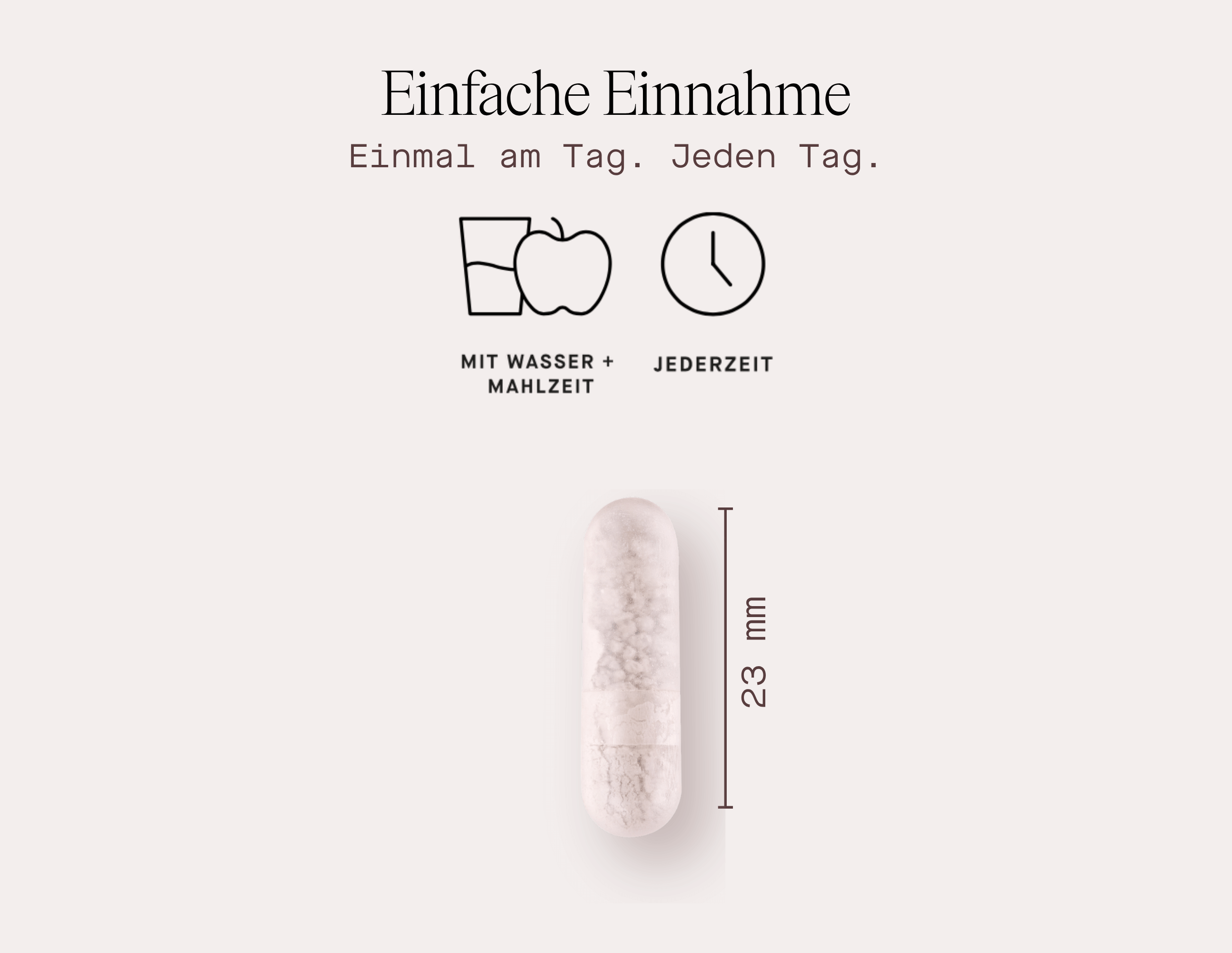 Ein Kapsel für Meno Balance Nahrungsergänzungsmittel, einfach einzunehmen mit Wasser, jederzeit, Verwendung Nahrungsergänzungsmittel Wechseljahre