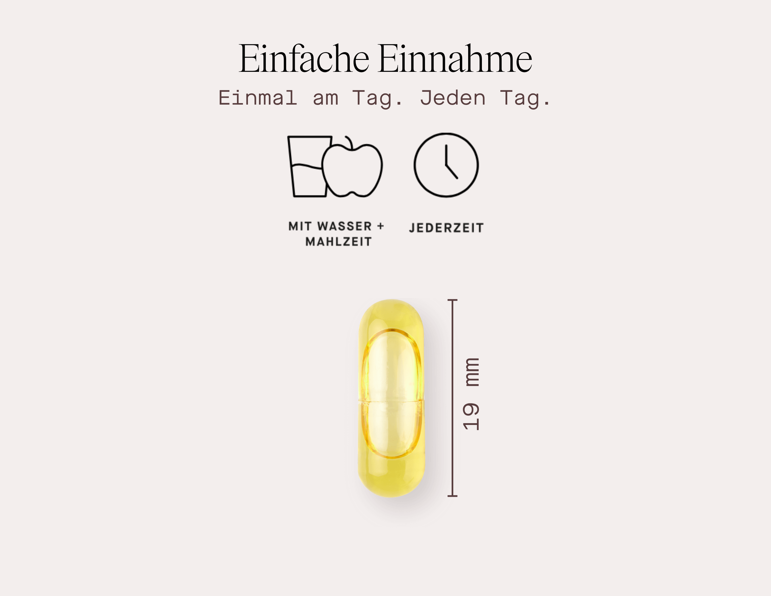 Vitamin D3+K2 MK7 Öl-Kapsel, einfache Einnahme einmal täglich mit Wasser und Mahlzeit.