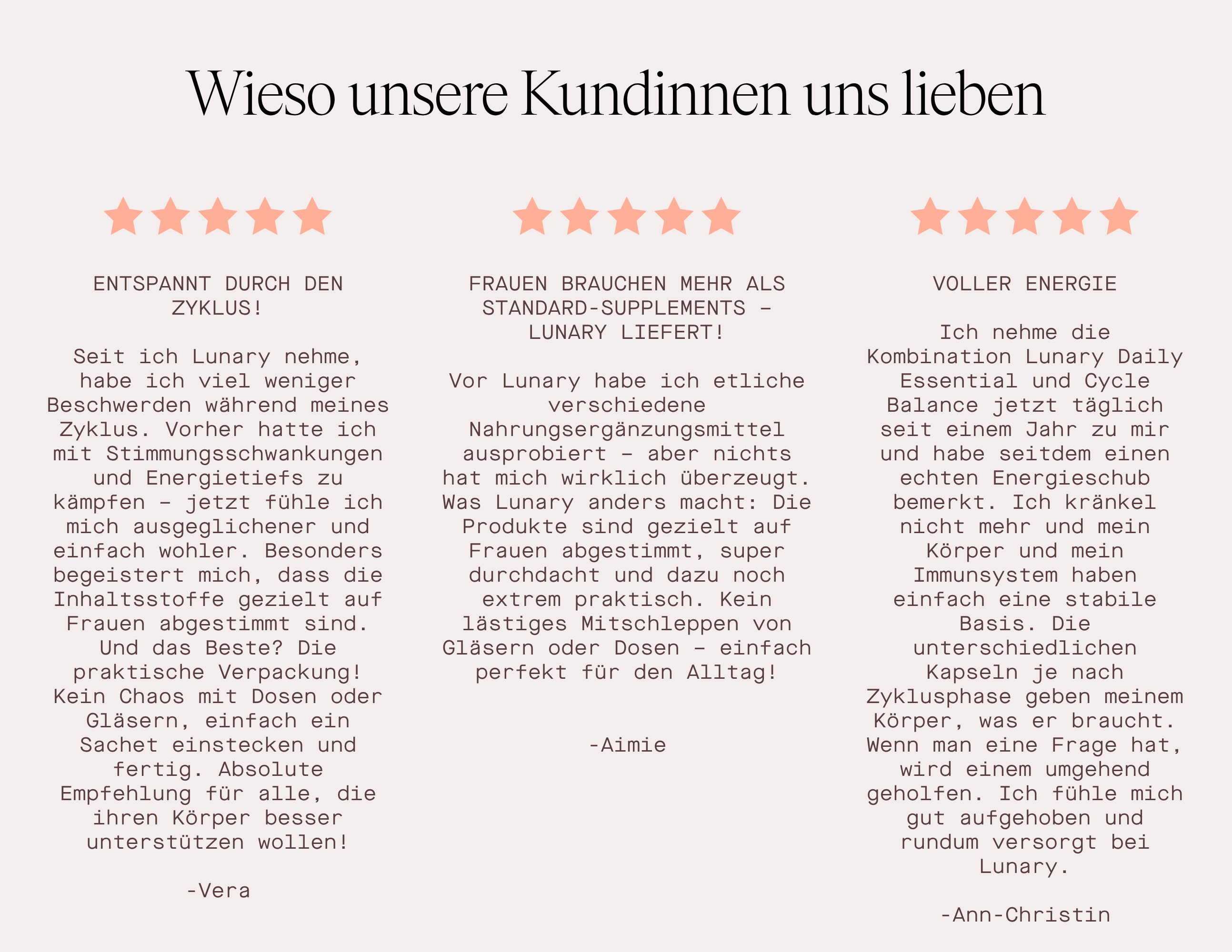 Kundenbewertungen für Lunary Daily Essential und Cycle Balance, die Hormongeleichgewicht und Energie verbessern, hormonelle Balance herstellen