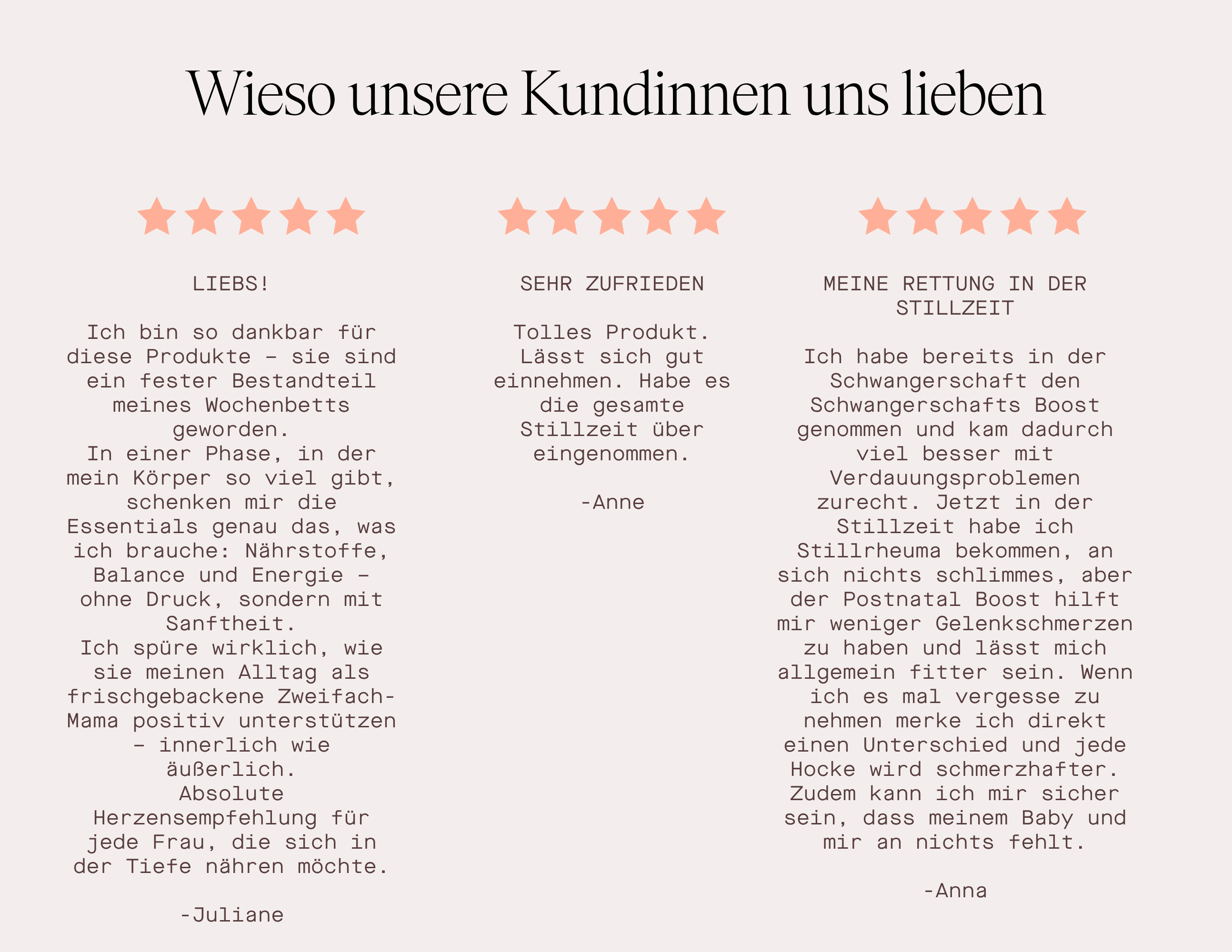 Kundenbewertungen für Set Daily Essential plus Postnatal Boost mit positiven Erfahrungen und Sternbewertungen, Stillzeit Vitamine