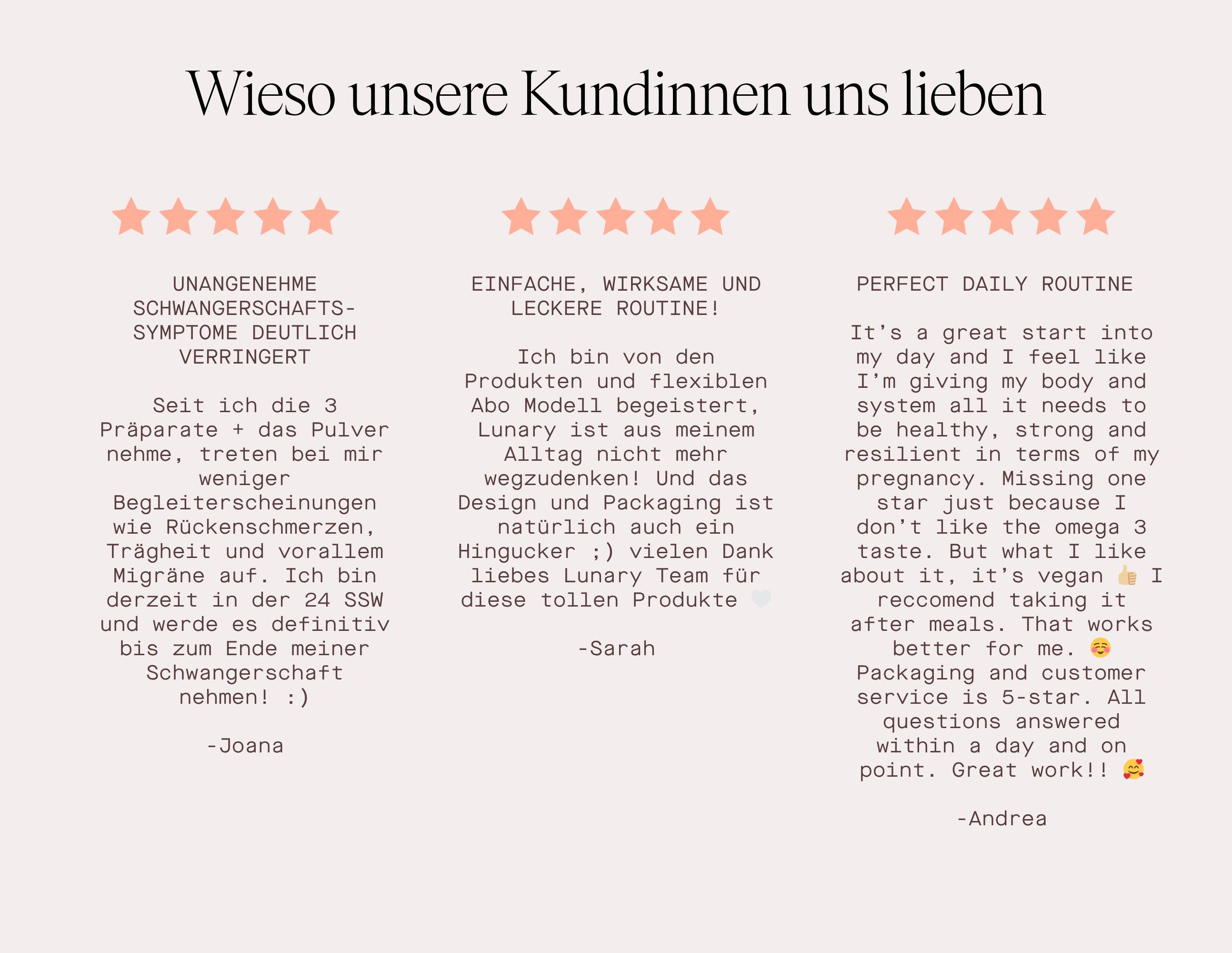 Kundenbewertungen für Set Daily Essential plus Schwangerschaft Boost, positive Erfahrungen von Nutzerinnen, Nahrungsergänzungsmittel Schwangerschaft