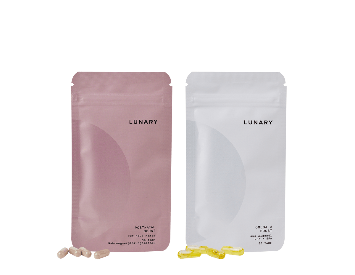 LUNARY Postnatal Boost und Omega 3 Boost Nahrungsergänzungsmittel für stillende Mütter, Stillzeit Vitamine