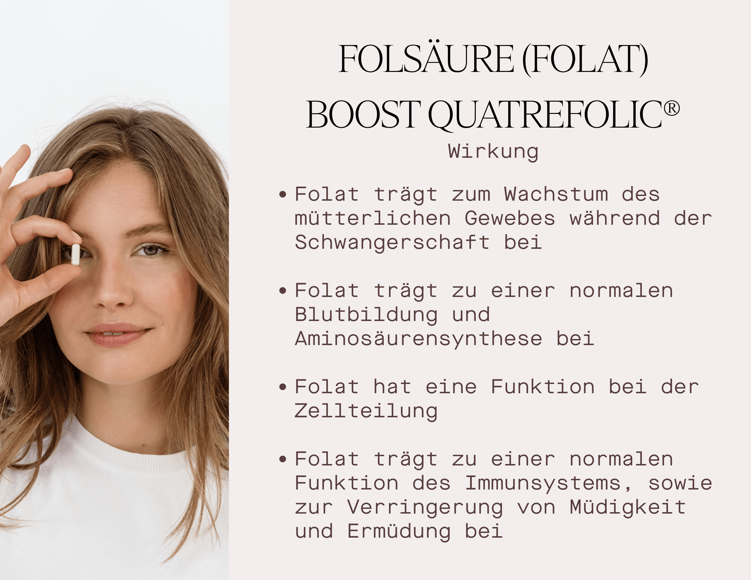 Folsäure (Folat) Boost Quatrefolic® Wirkung mit Infos zur Unterstützung während Schwangerschaft und Immunsystem