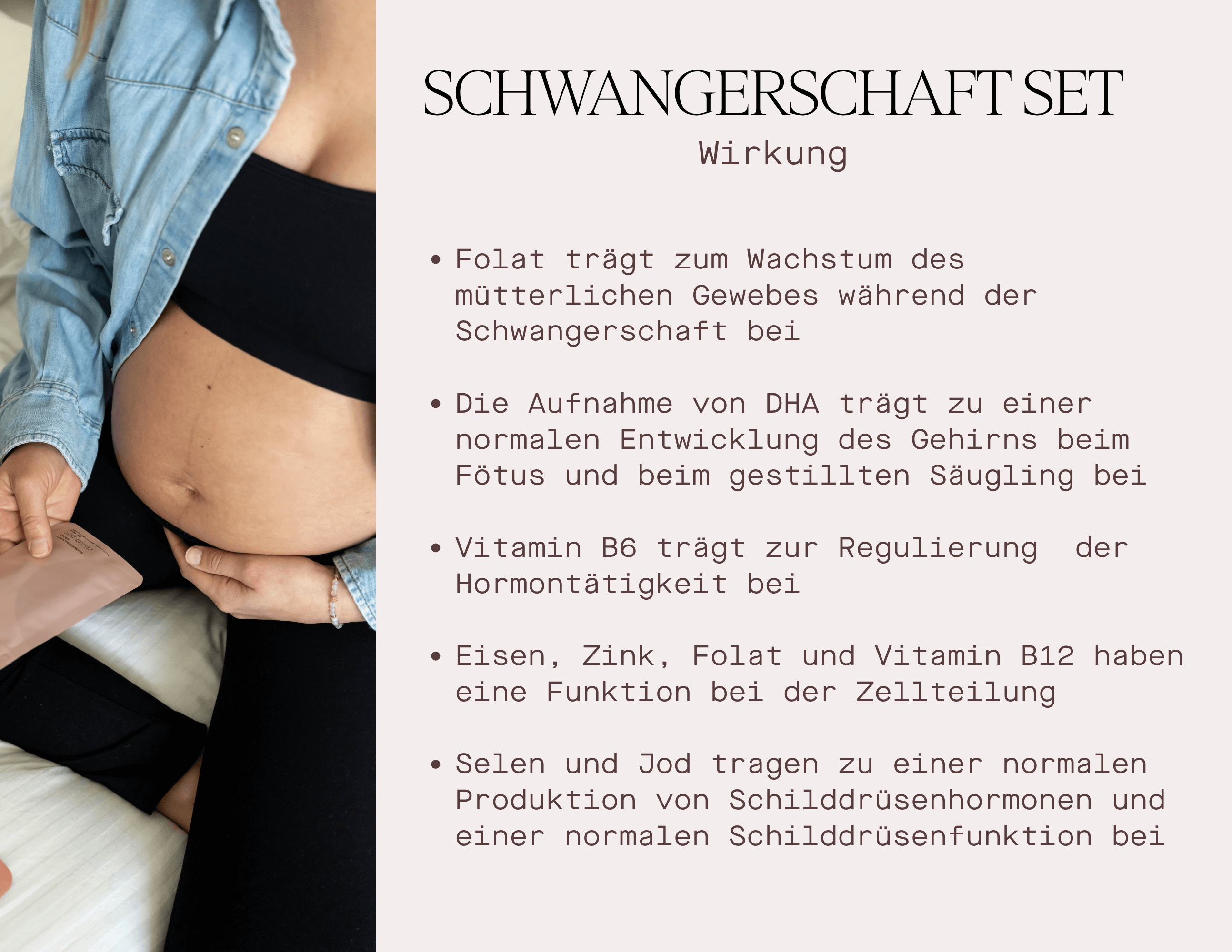 Schwangerschaft Set mit Vorteilen; unterstützt die Entwicklung des Gehirns des Fötus, die Hormonregulation und die Schilddrüsenfunktion, Nahrungsergänzungsmittel Schwangerschaft