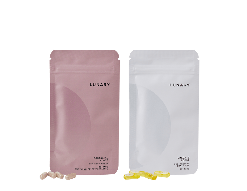 LUNARY Postnatal Boost und Omega 3 Boost Nahrungsergänzungsmittel für stillende Mütter, Stillzeit Vitamine