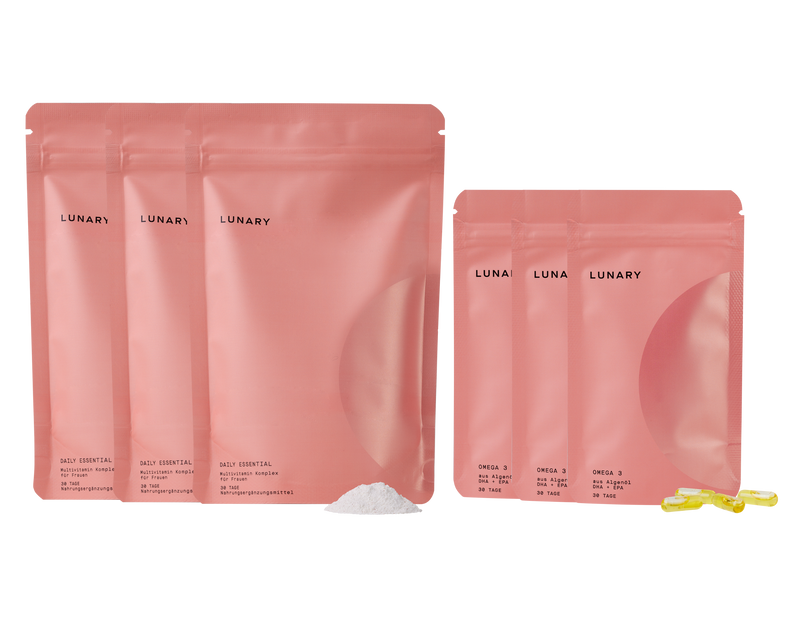 Daily Essential 3 Monate Multivitamin Komplex, nahrungsergänzungsmittel für Frauen mit Vitaminen und Omega 3 Kapseln.