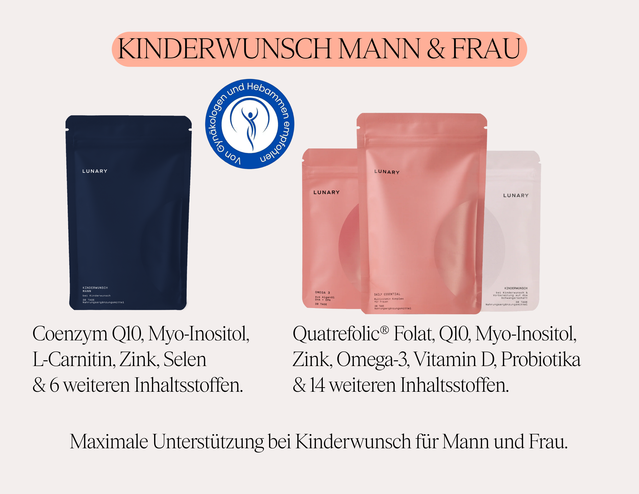 Kinderwunsch Mann & Frau - Nahrungsergänzungsmittel