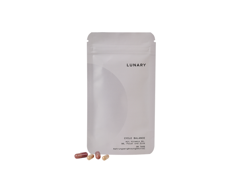 LUNARY Cycle Balance Nahrungsergänzungsmittel für hormonelle Balance und Eisenaufnahme.